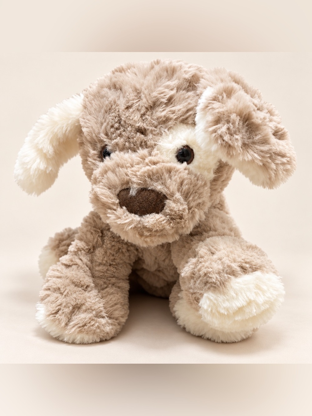 Bearington Puppy Dog Stuffed Animal Taupe Cream Floppy Ears Soft Cuddly Toy